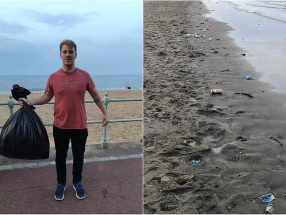 Daniel Pauley collected almost 20kg of waste from Portobello Beach