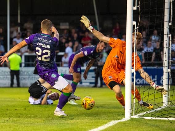 Hibs fans were baffled by the decision to chalk off Florian Kamberis close-range finish.
