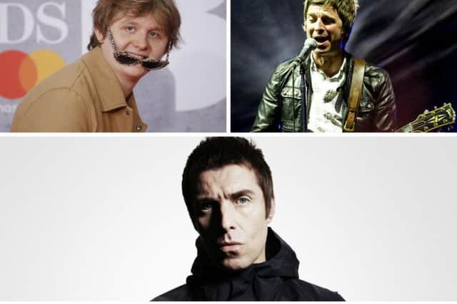 Liam Gallagher (bottom) has waded into the playful feud between his brother Noel (top right) and Lewis Capaldi.