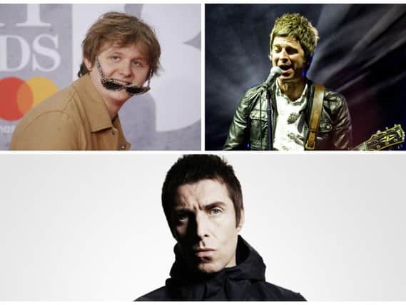 Liam Gallagher (bottom) has waded into the playful feud between his brother Noel (top right) and Lewis Capaldi.