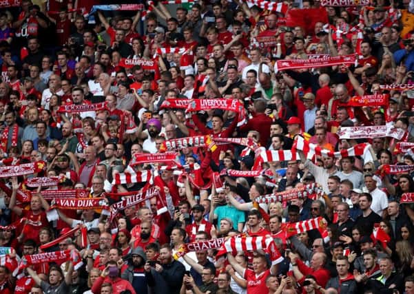 Murrayfield is a sea of red as Liverpool fans watch Sunday's match against Napoli. Picture: PA