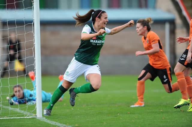 Kirsten Reilly put Hibernian Ladies 1-0 up against Glasgow City  during the SSE Scottish Women's Cup semi-final last season