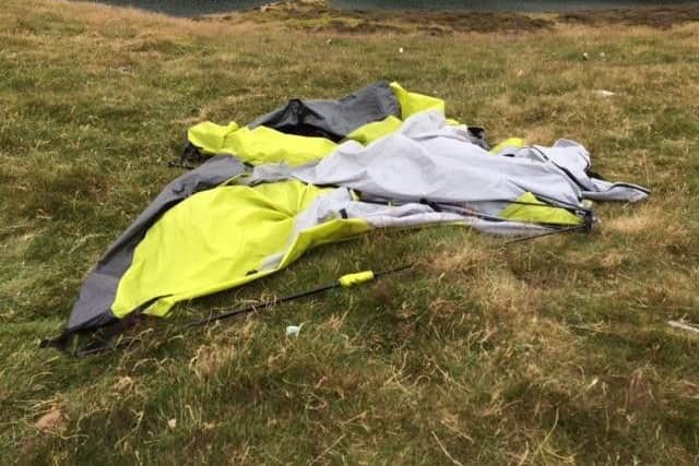 Rubbish left behind by campers in the Pentland Hills (Photo: Pentland Hills Regional Park)
