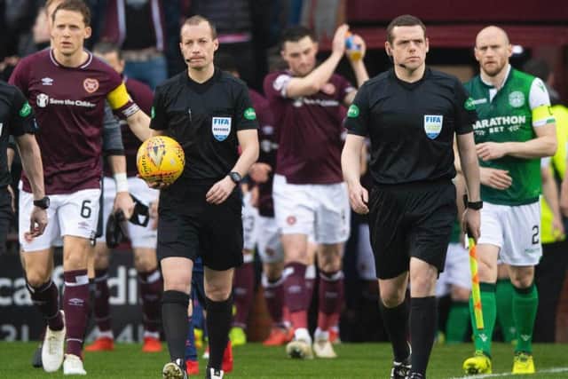 Edinburgh derby rivals Hearts and Hibs before the second Tynecastle clash between the sides last season.