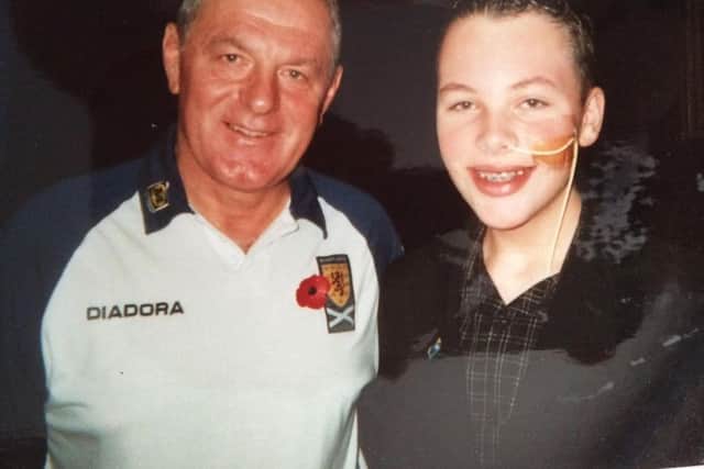 Steven as a youngster with then Scotland manager Walter Smith, he later underwent a procedure to fit a stoma bag which would ultimately save his life.