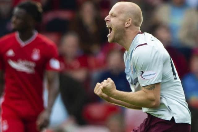 Steven Naismith celebrates his goal against Aberdeen