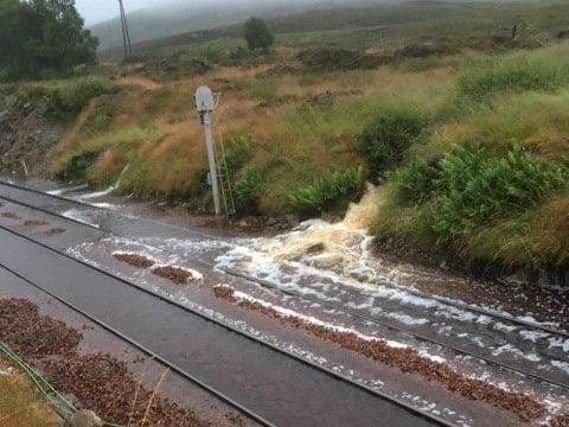 The flooding at Slochd. Picture: Network Rail Scotland