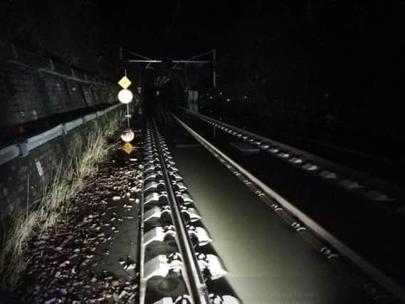 Flooding near the Winchburgh tunnel. Picture: ScotRail