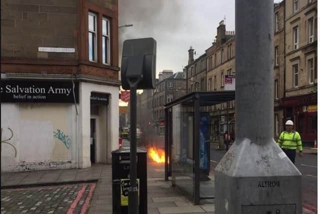 The fire, which happened just after 9am today (Thursday), started underground on Gorgie Road at the junction with Smithfield Street. PIC: Gary Fox