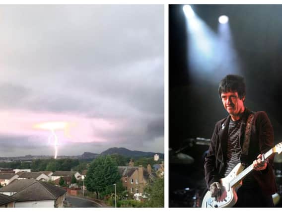 The lightning strikes over Edinburgh forced Johnny Marr from the stage at Princes Street Gardens.