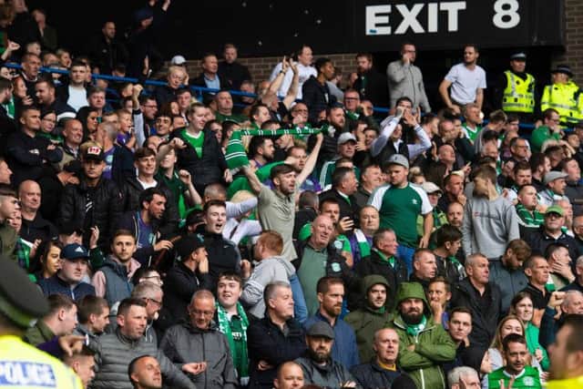 Hibs fans sold out their allocation at Ibrox but watched their side hammered. Picture: SNS