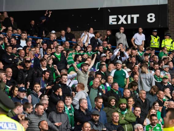 Hibs fans sold out their allocation at Ibrox but watched their side hammered. Picture: SNS