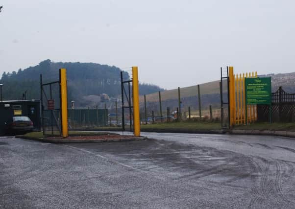 The entrance to Drummond Moor Landfill Site at Newbigging near Penicuik, pictured in  2003.