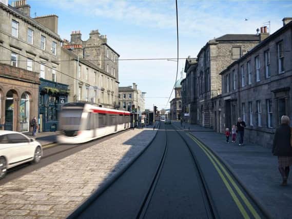 An artist's of the proposed tram extension to Newhaven. Picture: Edinburgh Council
