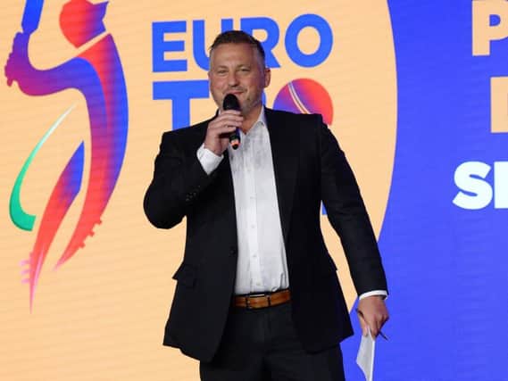 Darren Gough launches the Euro T20 Slam. Picture: Getty Images