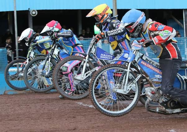 Monarchs and Eastbourne riders push off from the tapes at Armadale. Pic: Jack Cupido