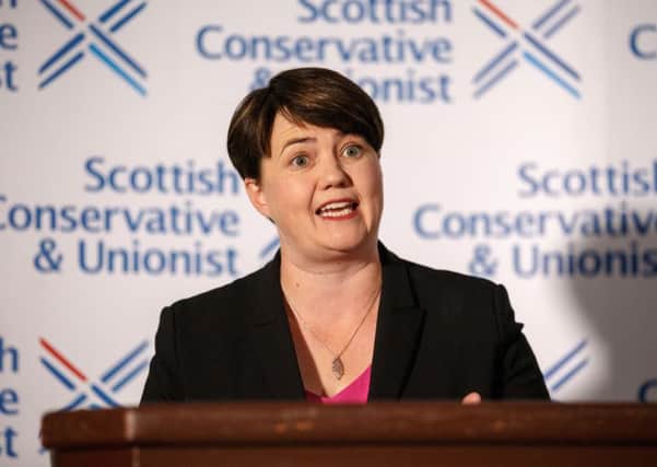 Ruth Davidson addresses the media during her resignation speech. Picture: Robert Perry/Getty Images