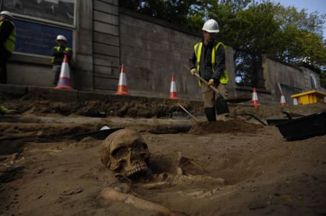 Human remains dating from medieval times were unearthed by archaeologists near South Leith Parish Church in 2009.