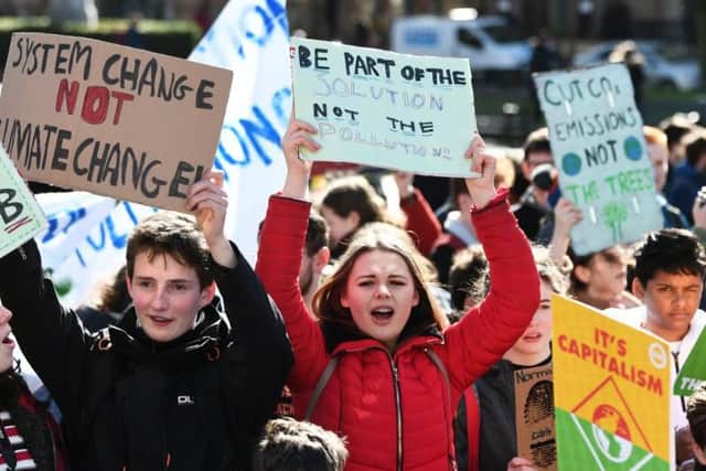 Children protesting earlier this year. Pic: Jon Devlin.