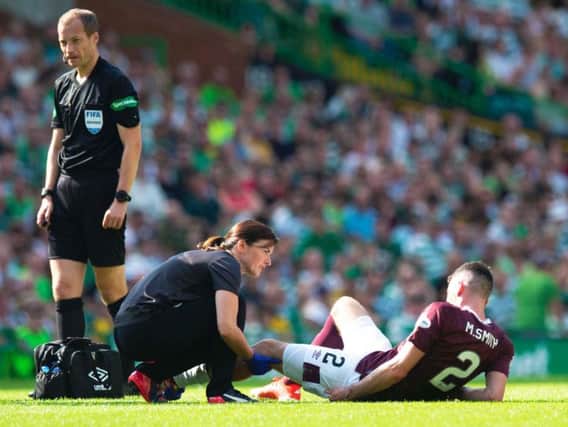Michael Smith became the latest Hearts player to go off injured during a match.