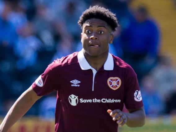 Leeroy Makovora in action for Hearts. The youngster was sent off on his Spartans debut