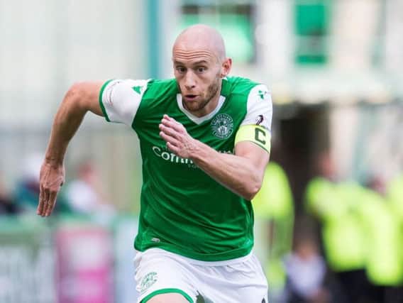 David Gray in action for Hibs. The club captain sustained an injury in the 2-2 draw with St Johnstone