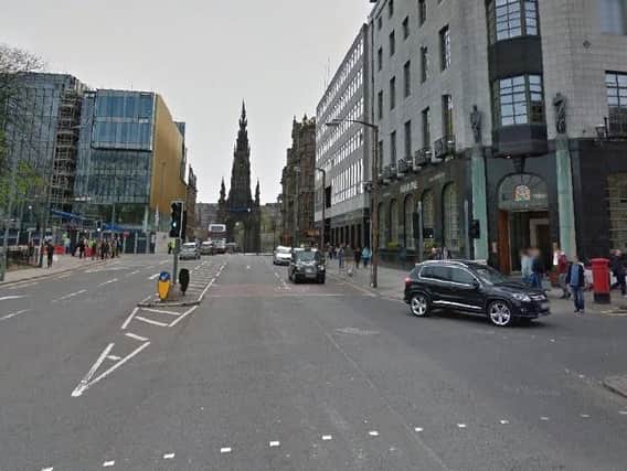 The broken down bus is at the junction with George Street, on South St David Street. Picture: Google Maps