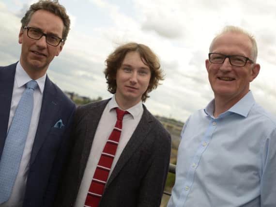 From left: Scottish Chamber Orchestra boss Gavin Reid, Maxim Emelyanychev, and  Alastair Scott, MD of 20/20 Productions. Picture: contributed.