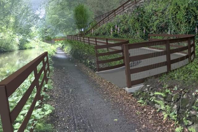 Initial designs for the Ratho Union Canal bridge and zig-zag path, Picture: Sweco UK Ltd