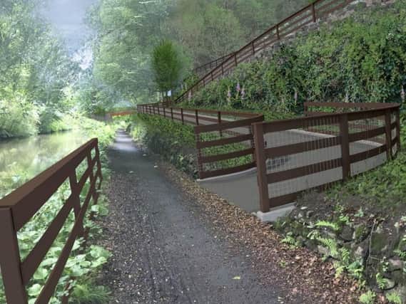 Initial designs for the Ratho Union Canal bridge and zig-zag path, Picture: Sweco UK Ltd