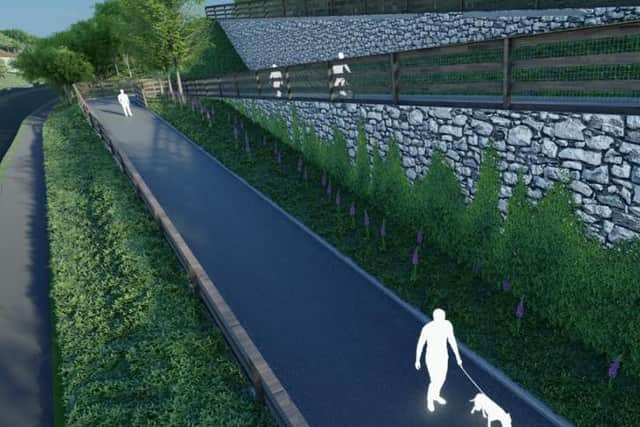 Around 65 trees could be chopped down for the bridge and zig-zag path, Picture: Sweco UK Ltd