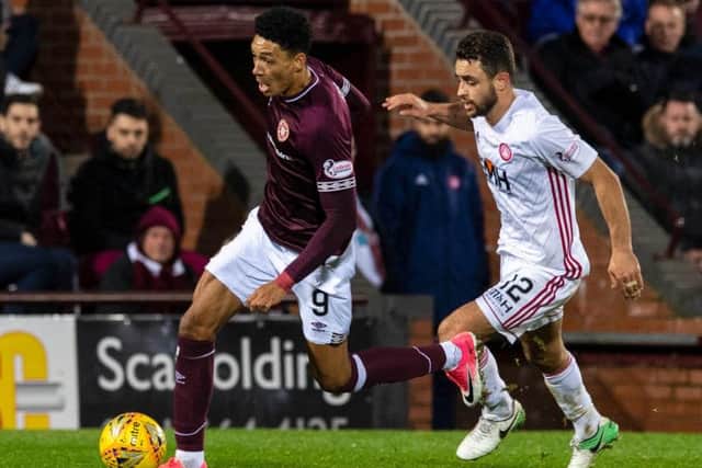 Sean Clare in action as Hearts defeated Accies at Tynecastle on Boxing Day.