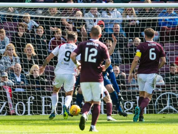George Oakley's prodded finish gives Hamilton their first goal at Tynecastle
