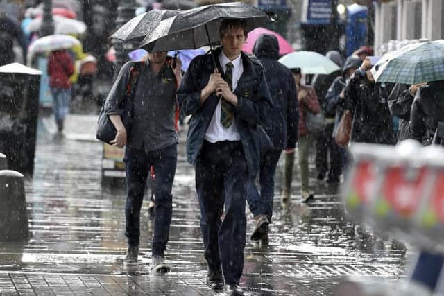 Experts at the Met Office predicting spells of heavy rain to hit the city throughout the afternoon.