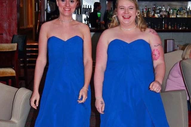 Lynsey Young (right) before her weight loss. Picture: Contributed.