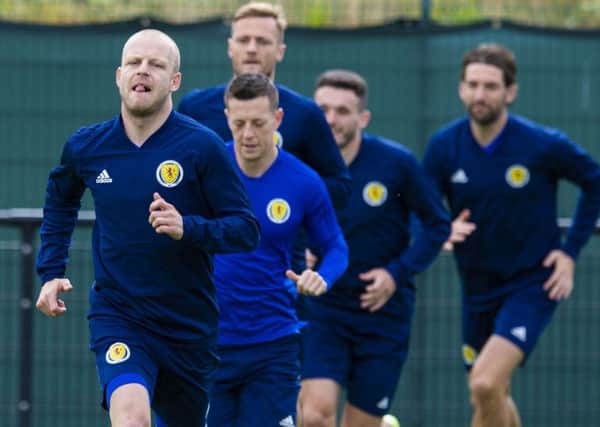 Hearts forward Steven Naismith, far left, joined up with the Scotland squad ahead of Fridays Euro 2020 qualifer against Russia