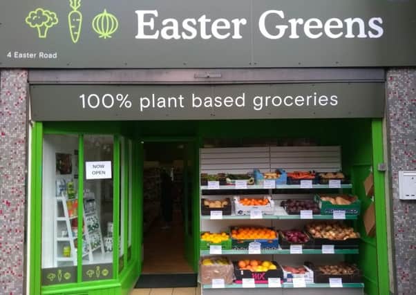 Easter Greens, vegan grocery store,  at 4 Easter Road, Edinburgh.
