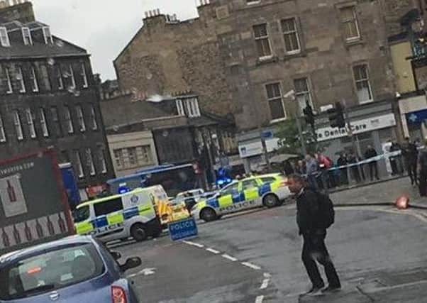 The scene of the incident at the foot of Leith Walk. Picture: Darren McQueenie