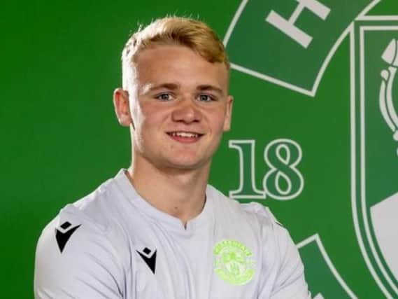 Josh Currie is pictured after signing his first professional deal with Hibs