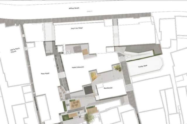 The development plans for the Jurys Inn site