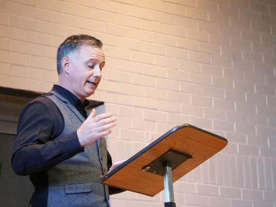 Speech: Former pupil Scott Douglas gives prizegiving speech at West Hailes Education Centre in 2018