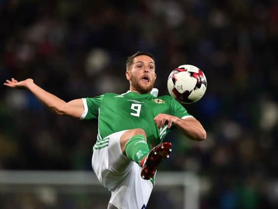 Hearts' Conor Washington led the line for Northern Ireland against Germany. Pic: Getty