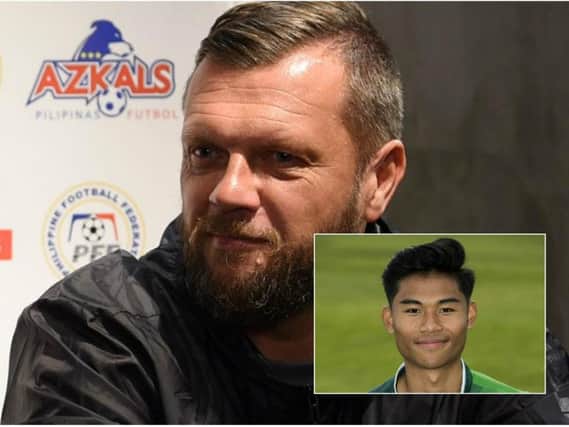 Philippines head coach Scott Cooper and, inset, Hibs youngster Yrick Gallantes