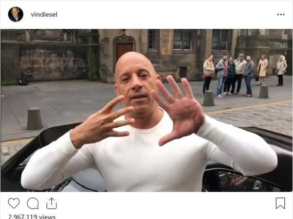Main man Vin Diesel was among the stars paying tribute to Edinburgh on social media.