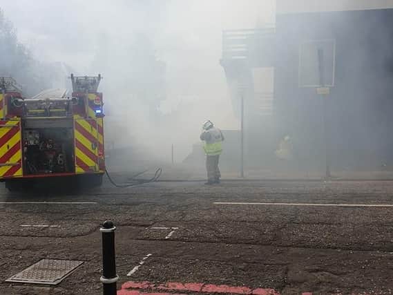 Firefighters were called to reports of a van and bin fire behind the Centurion bar. Pic: Scott Craig.