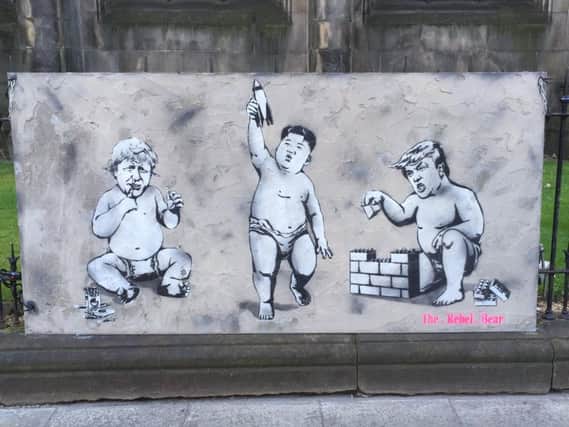 The artwork is on display outside St John's Church in Edinburgh city centre. Pic: Jonathan Henderson/Twitter
