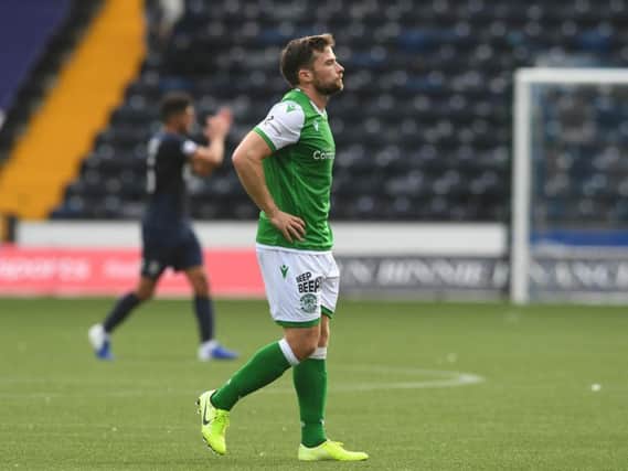 Lewis Stevenson trudges off the Rugby Park turf following defeat at Kilmarnock. Picture: SNS