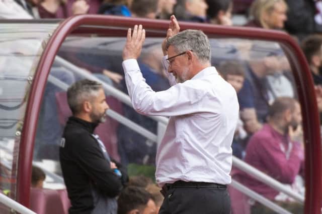 Hearts manager Craig Levein shows his frustration during the 3-2 defeat by Motherwell. Pic: SNS