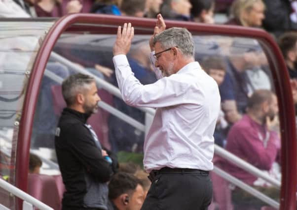 Hearts manager Craig Levein shows his frustration during the 3-2 defeat by Motherwell. Pic: SNS