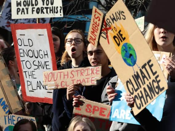 Schoolchildren take part in a student climate march on February 15, 2019 in Brighton, England. Picture: Getty Images